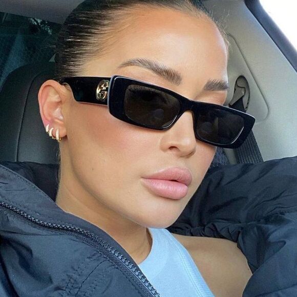 NEW Gucci GG0516S 001 Black Silver Gradient Rectangle Women Sunglasses - Picture 1 of 15